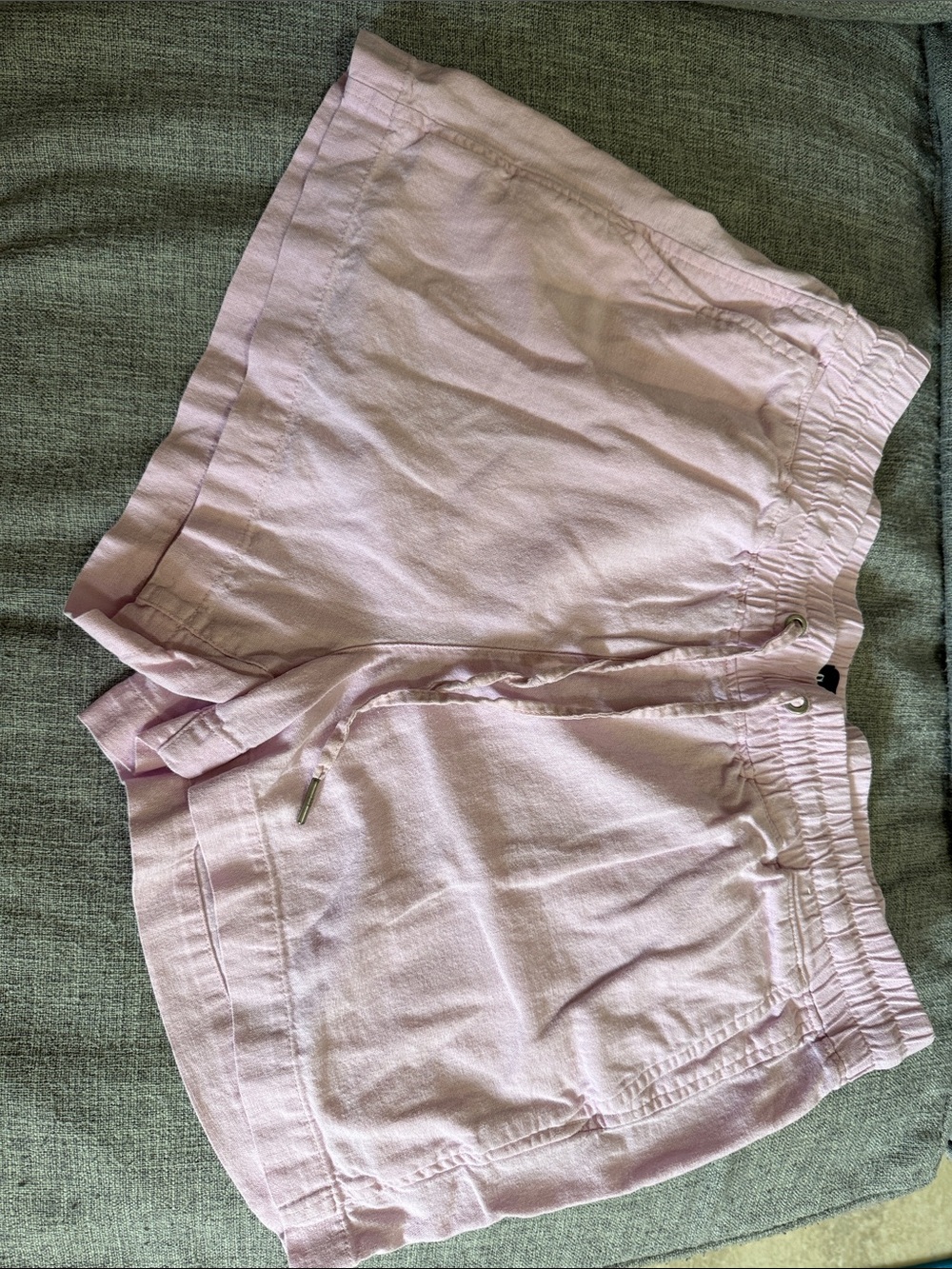 GAP Light Pink High-Waist Linen-Blend Drawstring Shorts